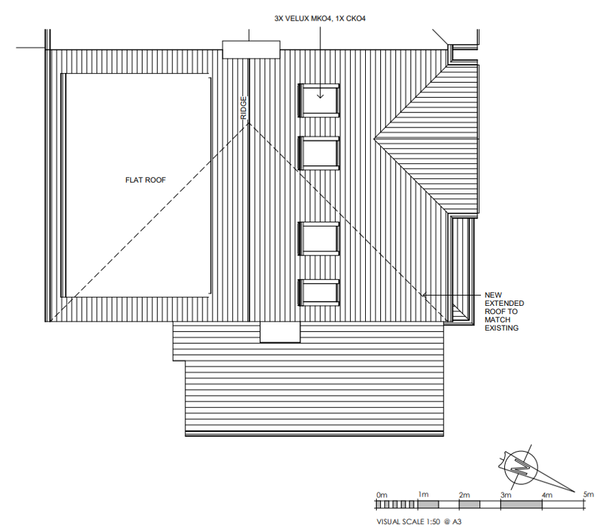 2D proposed roof plan for hip to gable loft conversion 