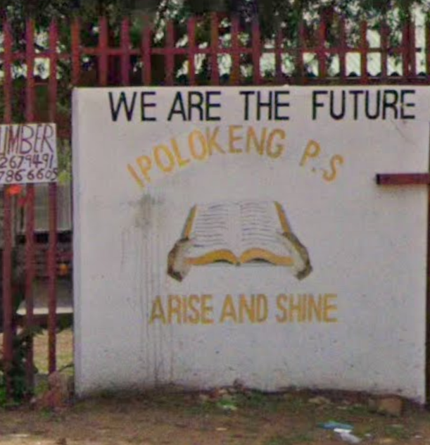 Outside the Ipolokeng school premises in Diepkloof, Soweto.