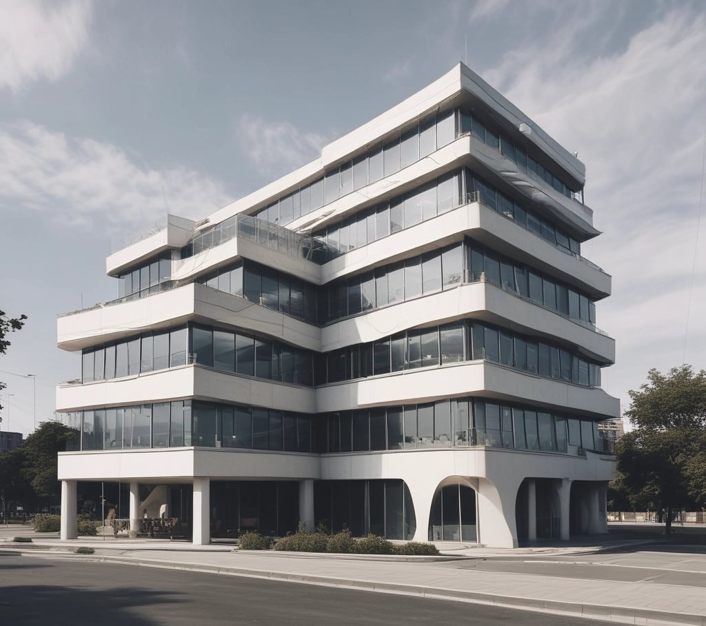 A modern civil engineering blueprint spread out on a sleek desk with a laptop and coffee cup nearby.