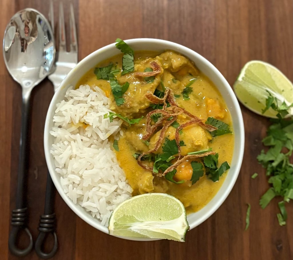 Burmese chicken curry with tumeric and sweet potatoes