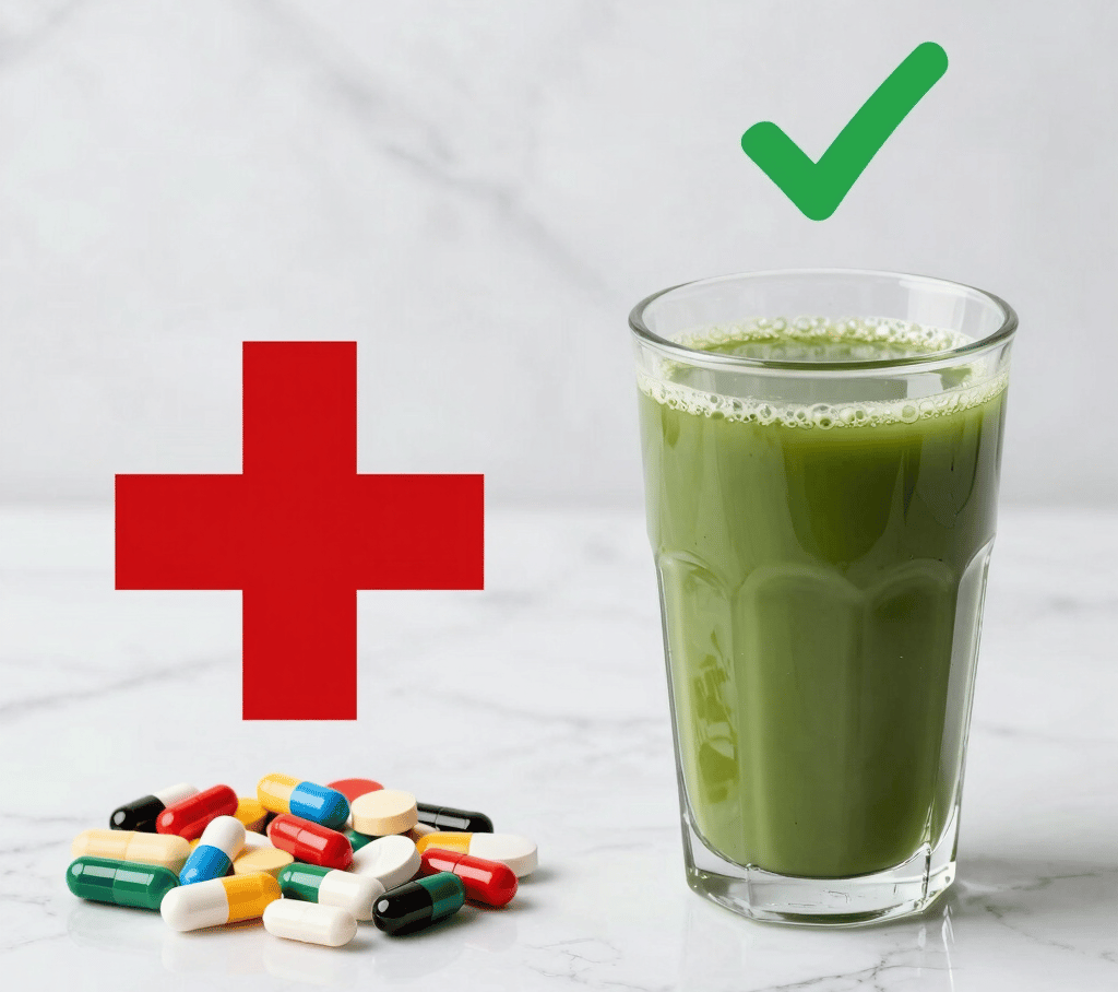 Matcha slim tea Matcha Suri compared to diet pills showing natural weight loss advantage