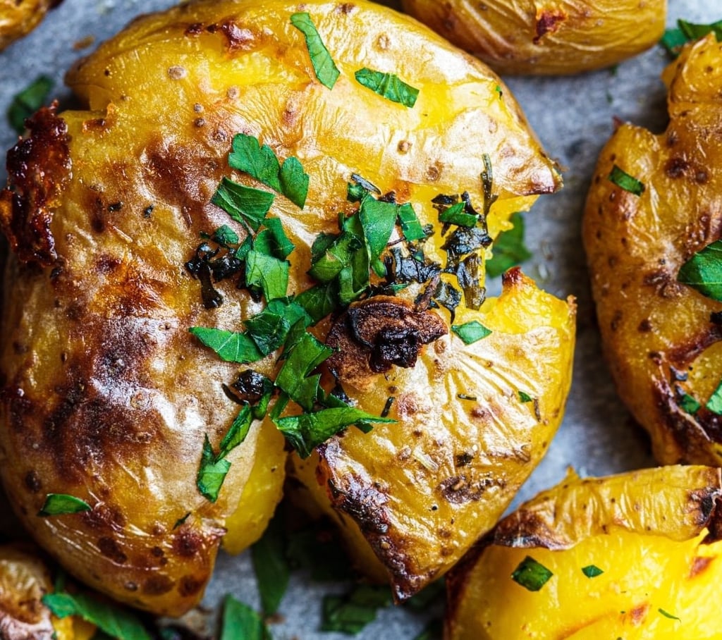 Pomme de terre au four avec du persil frais