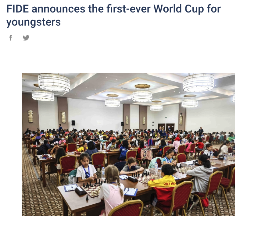 FIDE announces the first-ever World Cup for youngsters