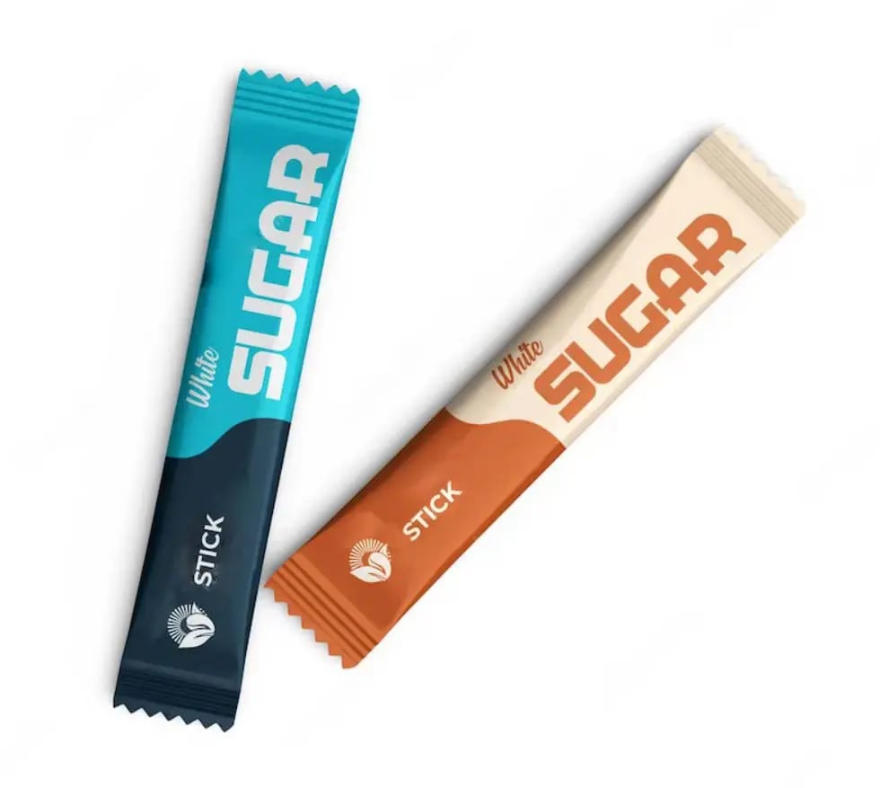 مغلف ستيك سكر أسمر وسكر أبيض