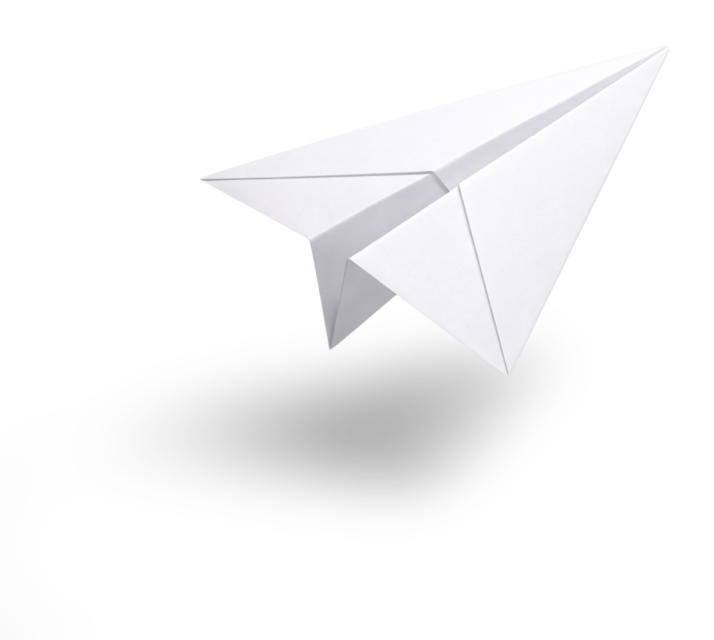 Paper plane to represent the stay connected section of the website