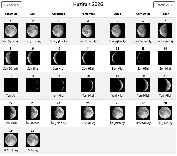 Haziran 2026 #ayfazı #aydurumları #ayınevreleri #yeniay #dolunay 