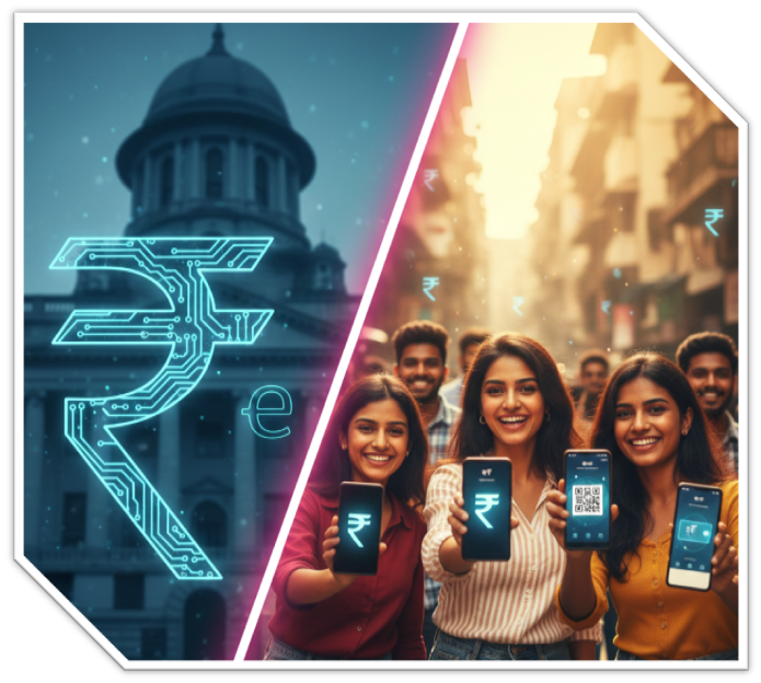 Digital Rupee cover page showing Wholesale CBDC and Retail CBDC in India.