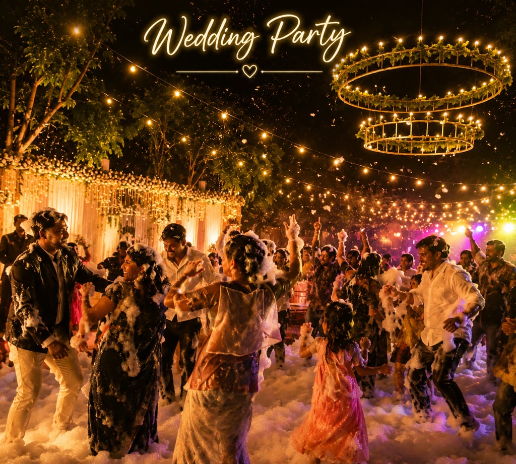 FOAM PARTY FUN AT ITS BEST –THRISSUR WEDDINGS!