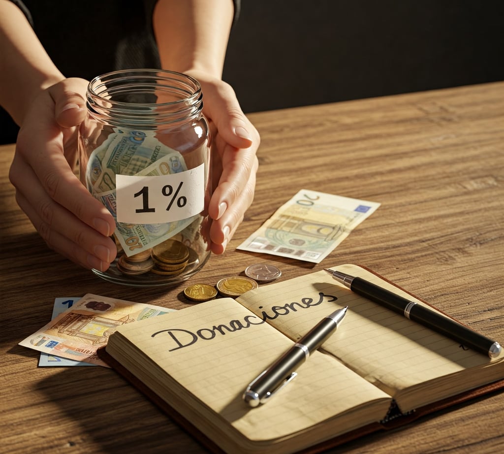 a person holding a jar with money and a pen