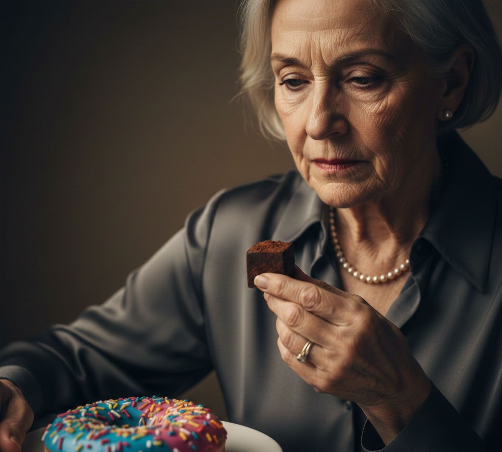 Woman looking at a Stylized Refined Sugar