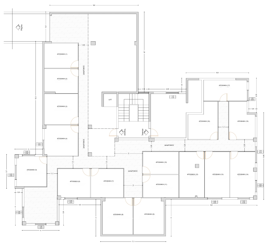 A floor plan of the storage unit