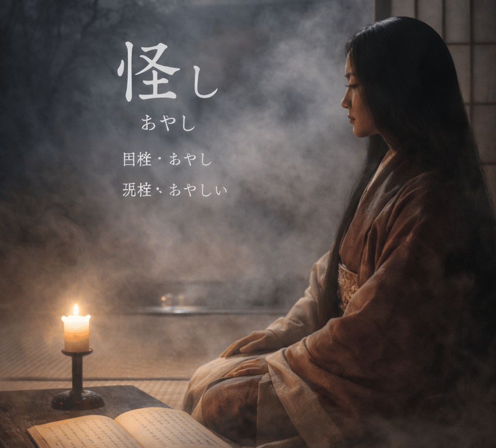 Traditional Japanese woman in kimono seated in a tatami room at night, illuminated by moonlight and