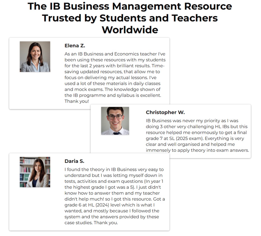 IB Business Activity Book Testimonials