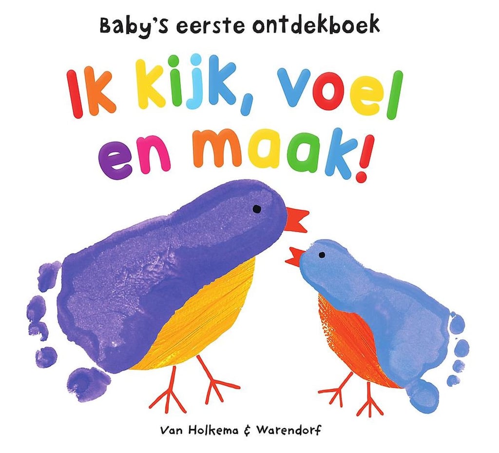 kaft ik kijk, voel en maak met vrolijke vogels van verf en voet