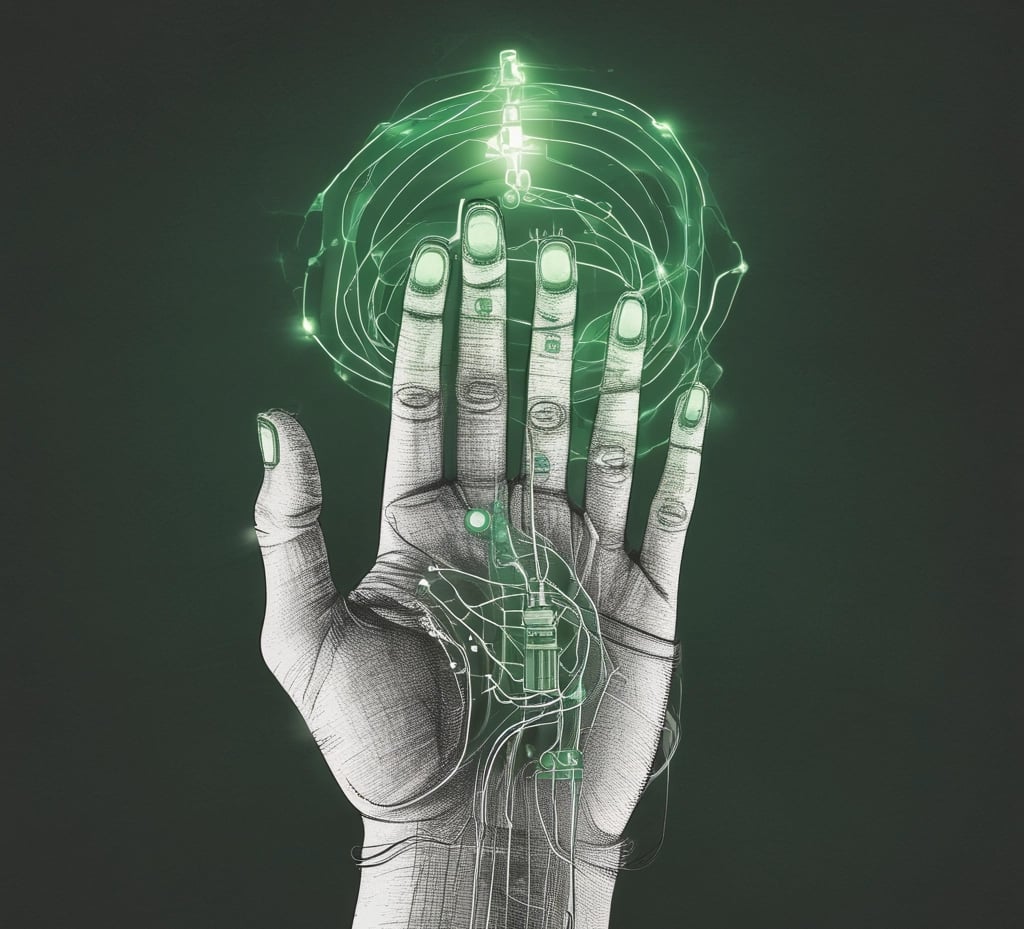 A sleek industrial transformer unit illuminated with steel-green lighting against a dark, textured background.