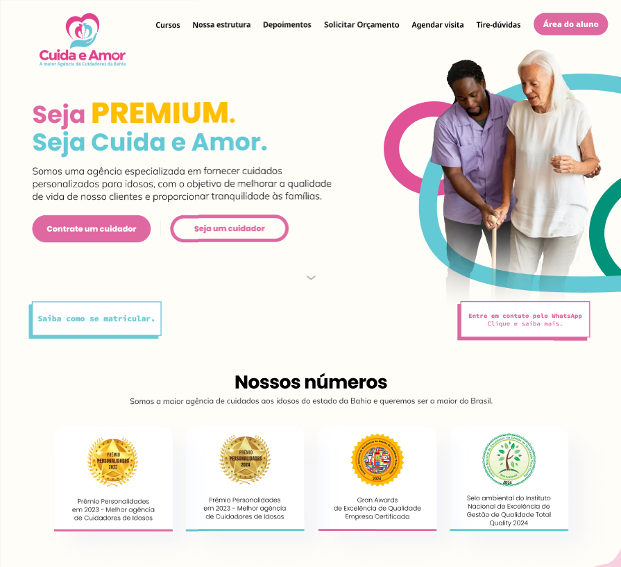 Site da Cuida e Amor