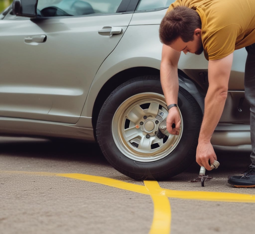 a close up of a tire on a car