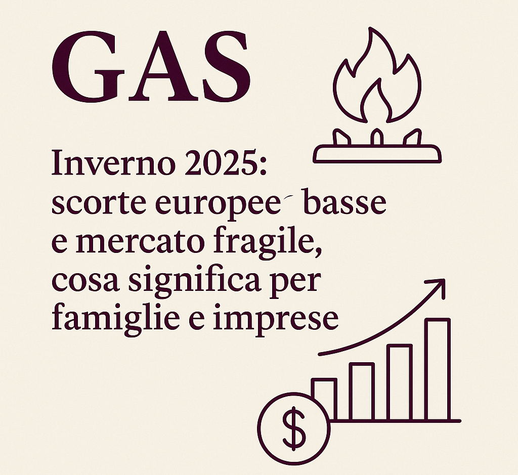 Gas inverno 2025: scorte europee basse e mercato fragile, rischi di rincari per famiglie e imprese