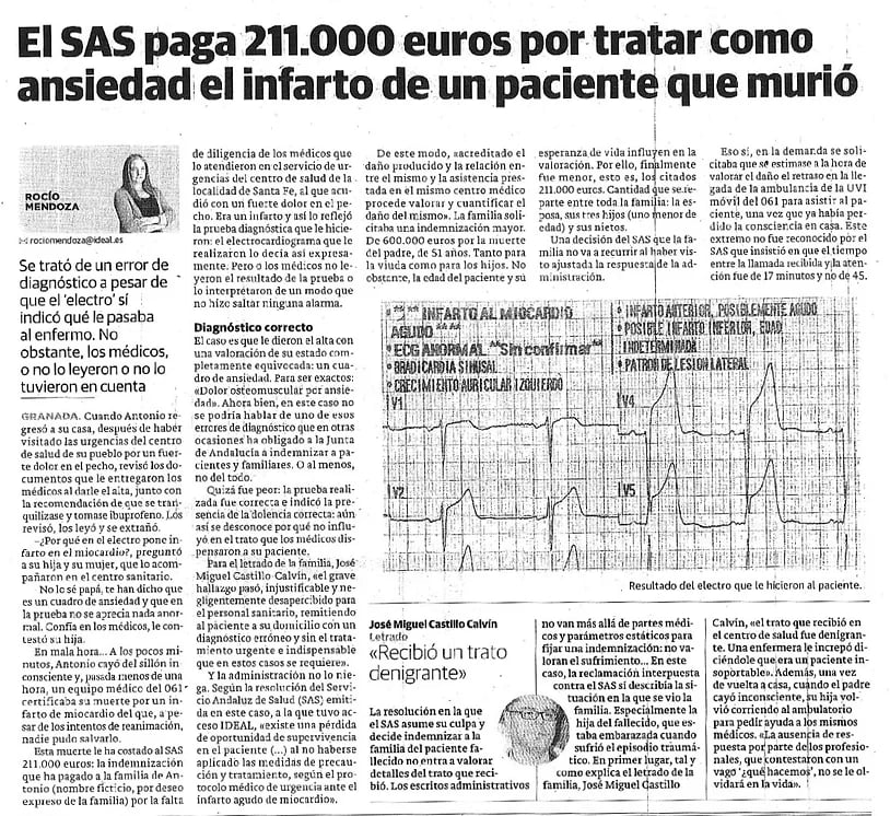 negligencia médica infarto no diagnosticado - cardiología