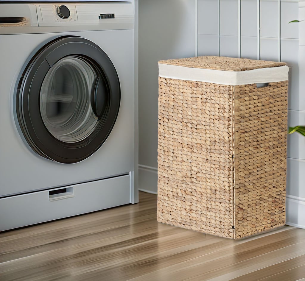 a laundry basket in laundry room