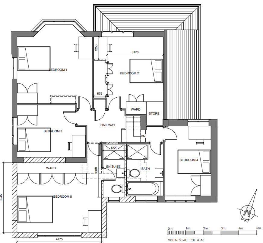 2D Proposed ground floor plan for a 2 story rear extension to a fully detached property 