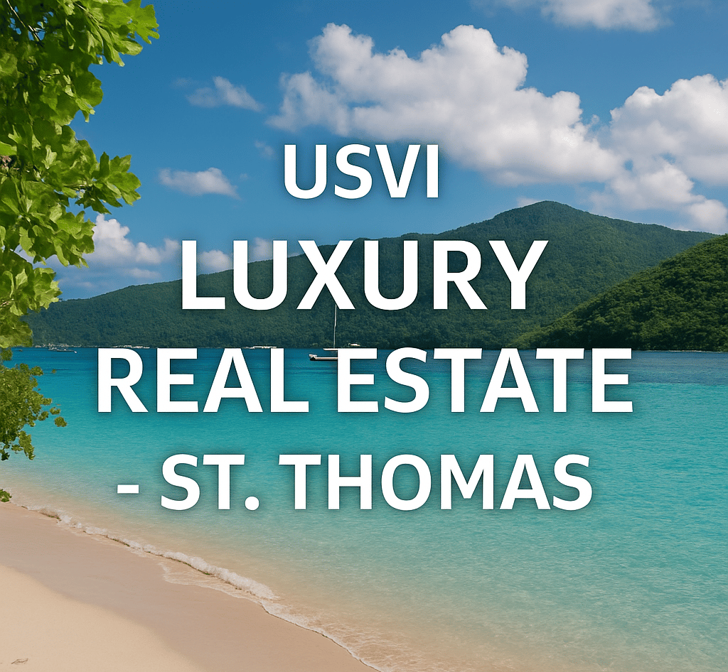 a beach with a blue sky and a blue sky with the words usvi luxury