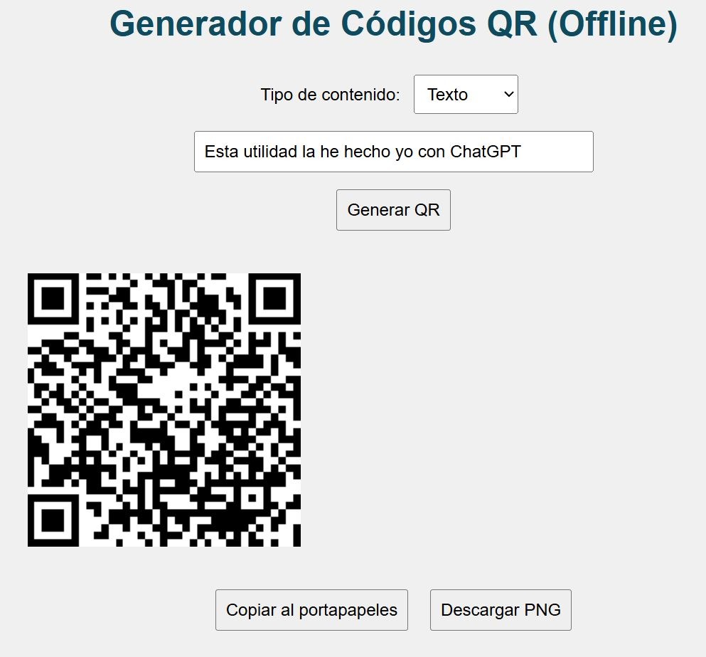 Generador de códigos QR generado con ChatGPT.
