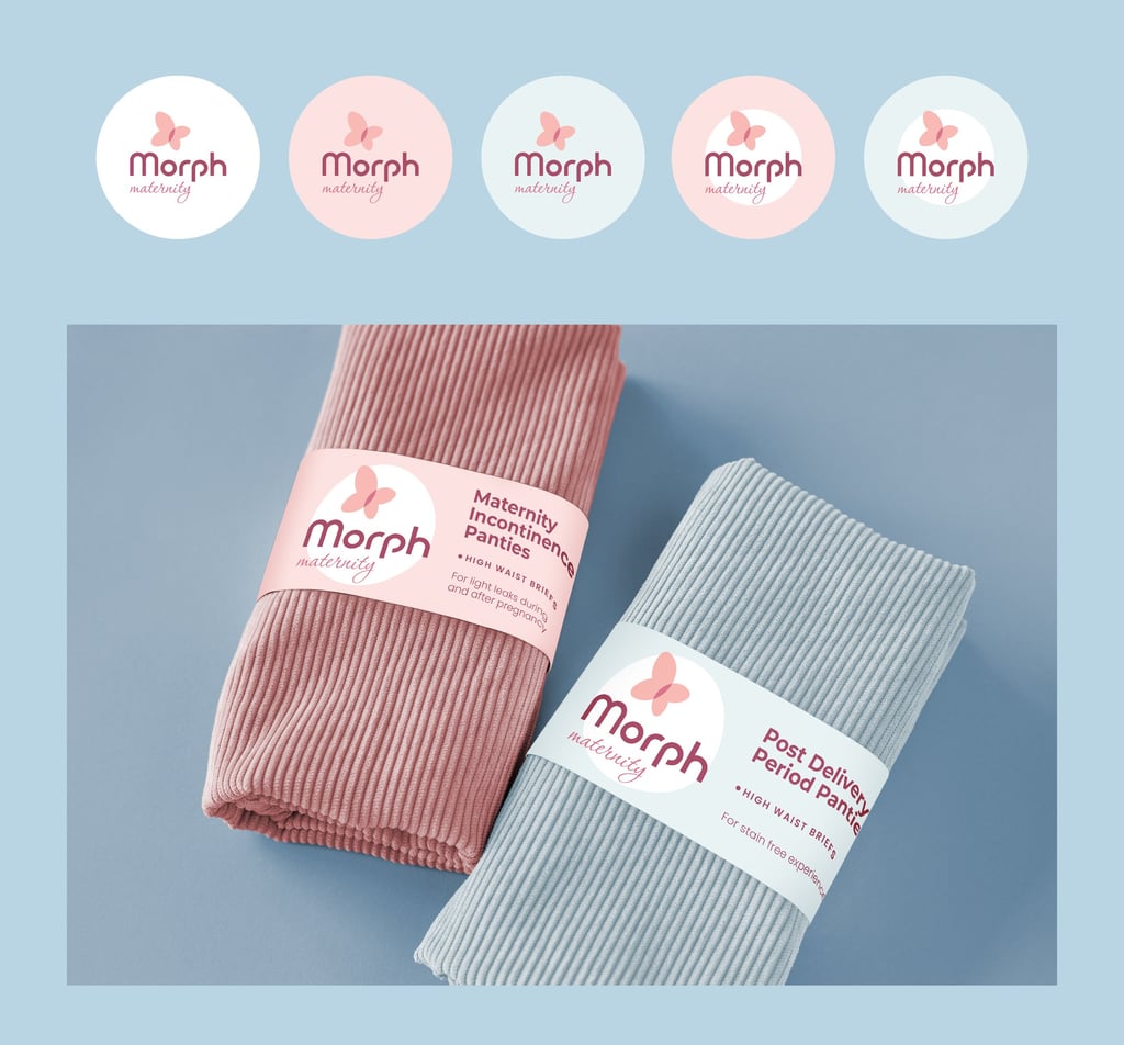 Pregnancy care brand identity and logo, packaging