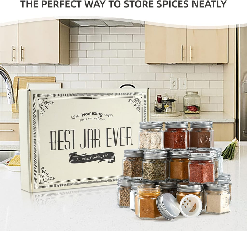 Homazing hexagon magnetic spice jars 20-pack for refrigerator organization