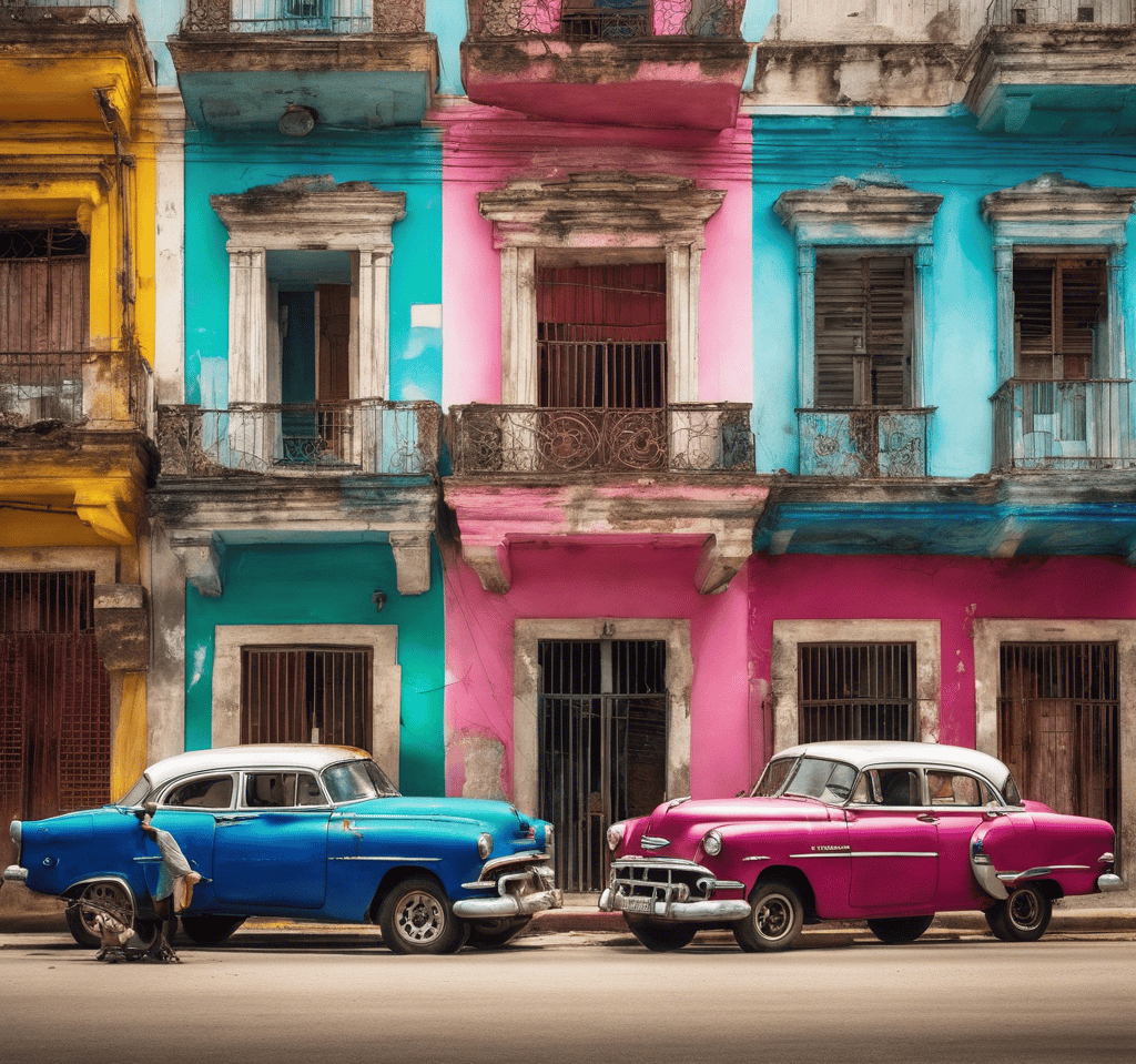 two old fashioned cars parked in front of a building