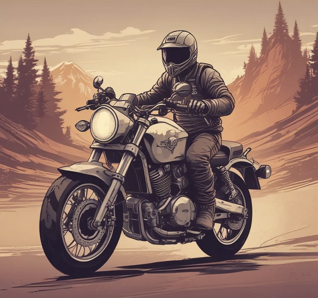 um homem na moto de capacete