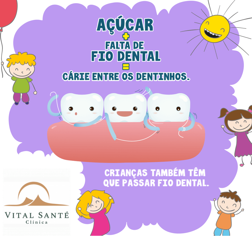 cárie dental em crianças por falta do uso do fio dental e açúcar