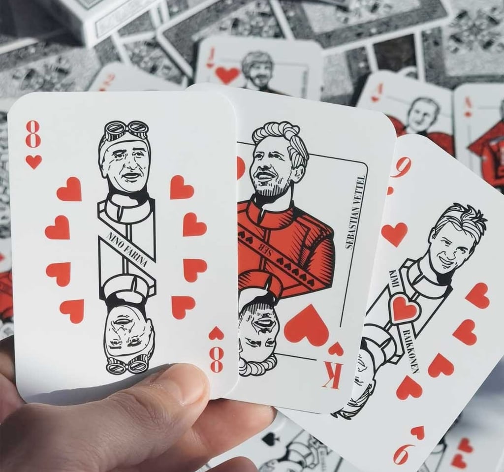 F1 Nino Farina, Seb Vettel and Kimi Raikkonen Playing cards