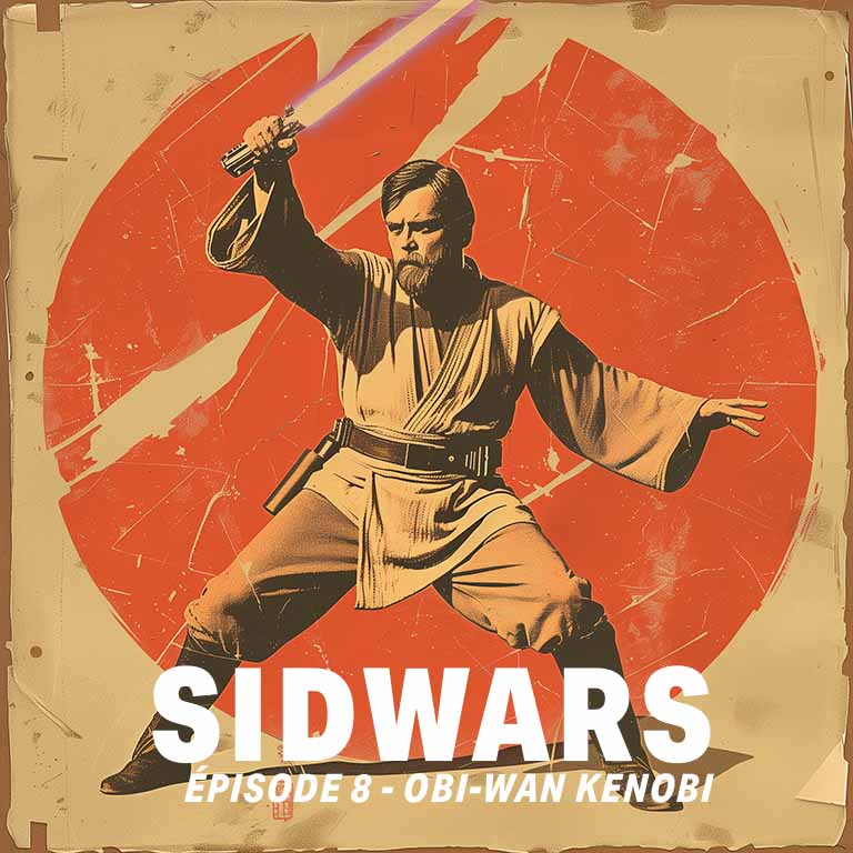 Illustration d'Obi-Wan Kenobi dans un style années 50, Star Wars