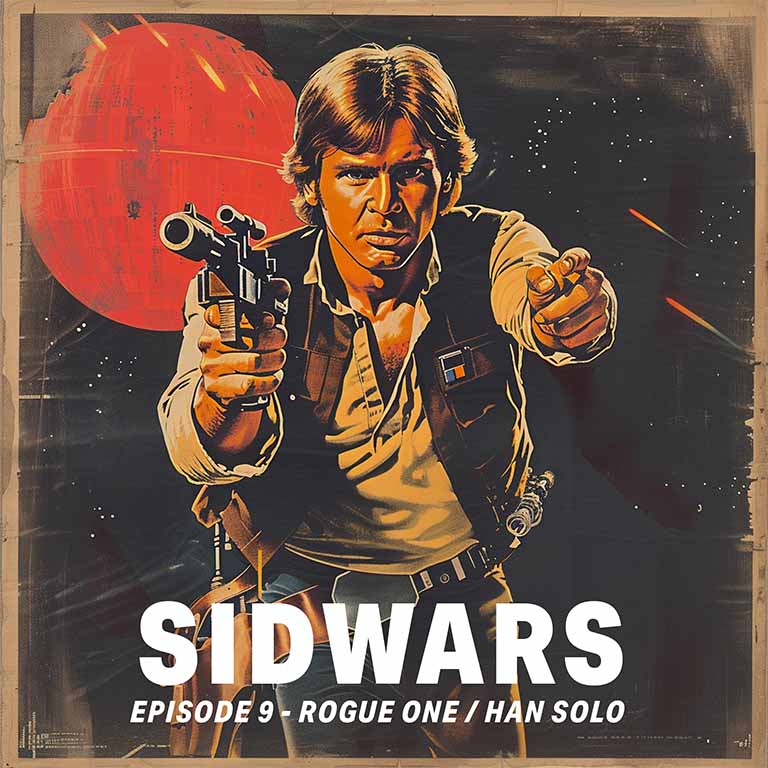 Illustration de Han Solo dans un style années 50, Star Wars