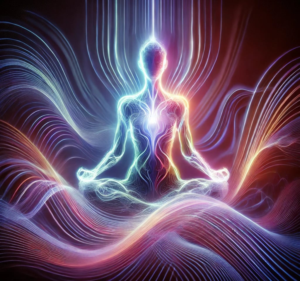 Abstrakte Darstellung des Energieflusses während der Praxis.