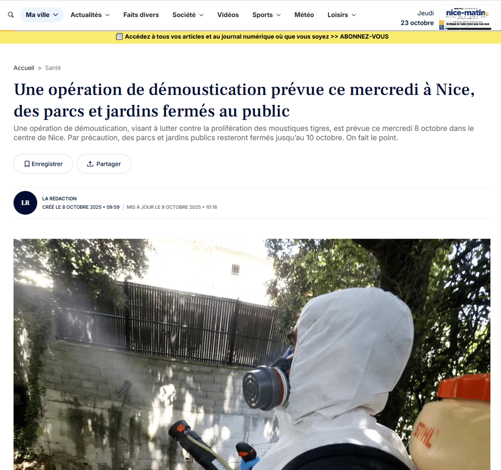 opération de démoustication à Nice