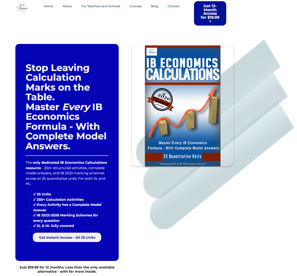 IB Economics Calculations Book Promotion TheIBtrainer.com