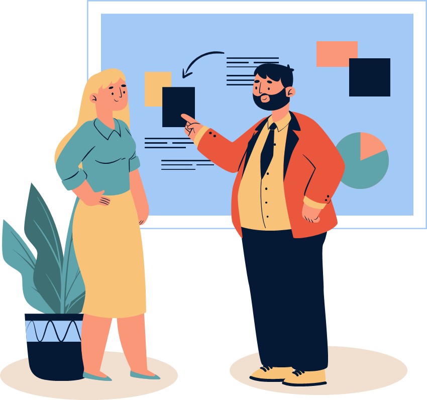 Image showing a man explaining the mission statement to a woman.