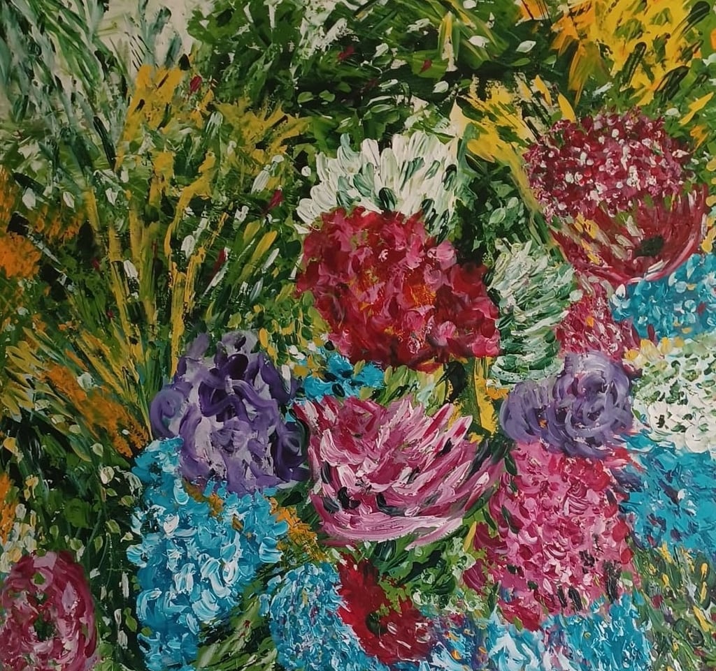 Acrílico de flores