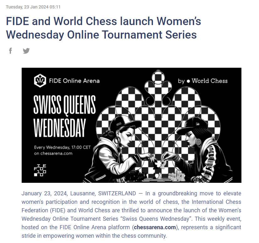 FIDE and World Chess launch Women’s Wednesday Online Tournament Series. FIDE Chess. FIDE Women.