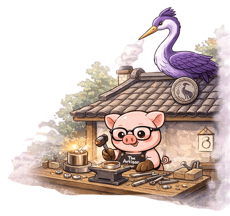 The Artisan Lab Designs mascots Milo and Lyra sitting together in a dreamy setting