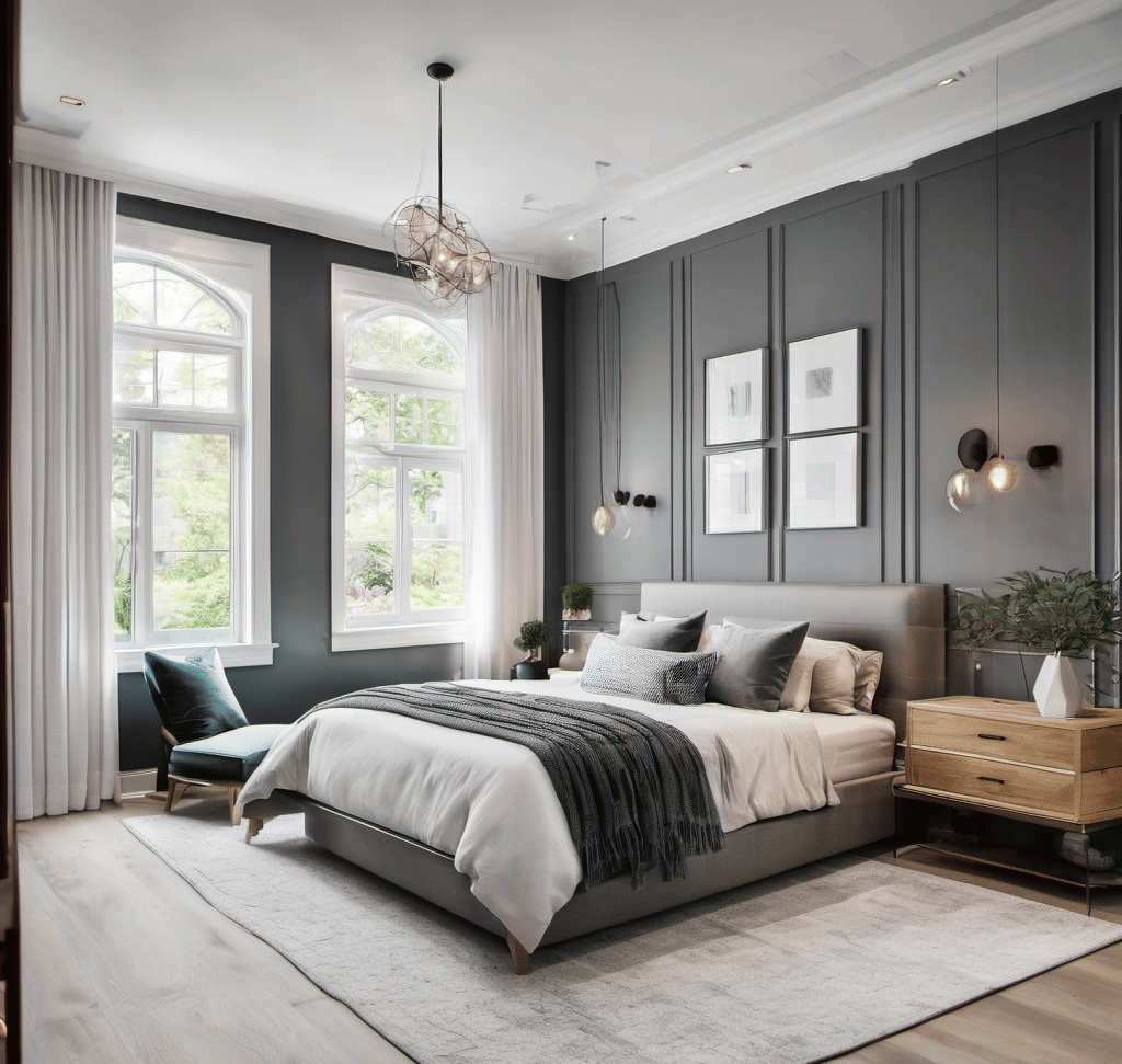 Modern, chic, bedroom with a bedroom, Home renovation in the GTA