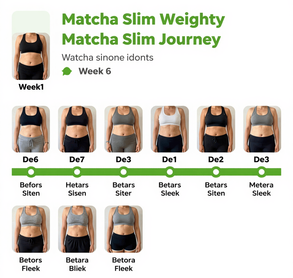 Matcha slim weight loss before and after 6-week timeline showing Matcha Suri transformation progress