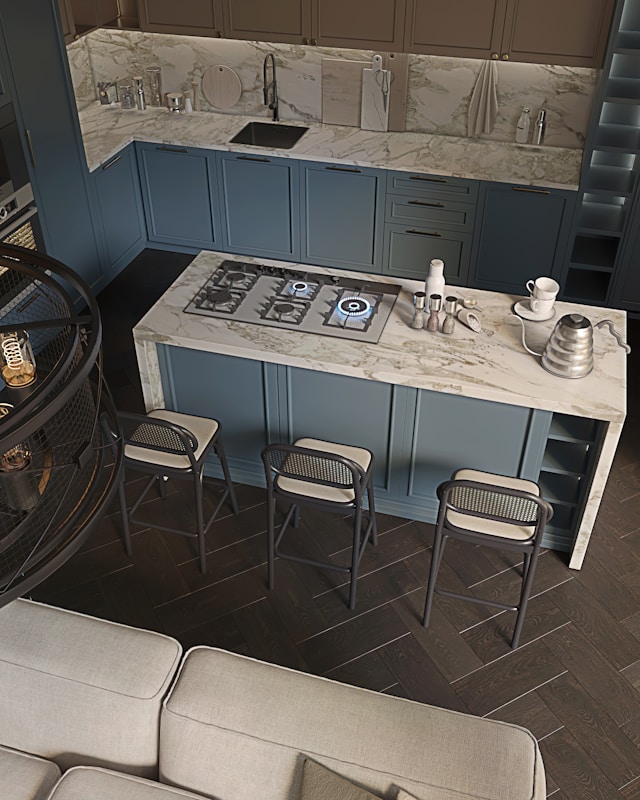 Blue kitchen design by ali moradi