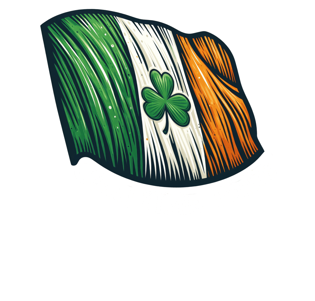 a flag with a shamrock leaf on it