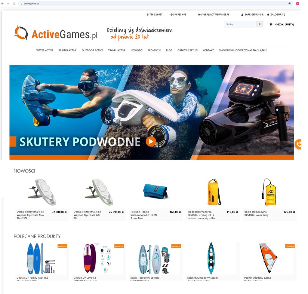 Activegames.pl – sklep internetowy ze sportami wodnymi i outdoorem