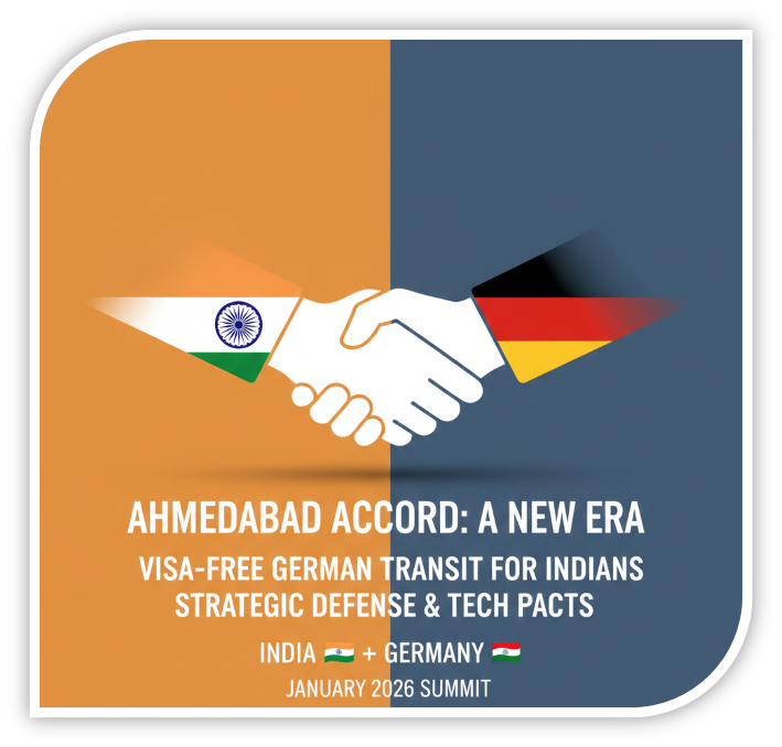 Infographic detailing Germany's visa-free airport transit rules for Indian passport holders.