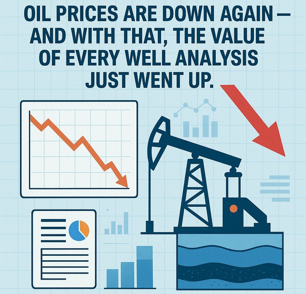 image showing oil prices dropping with rig count