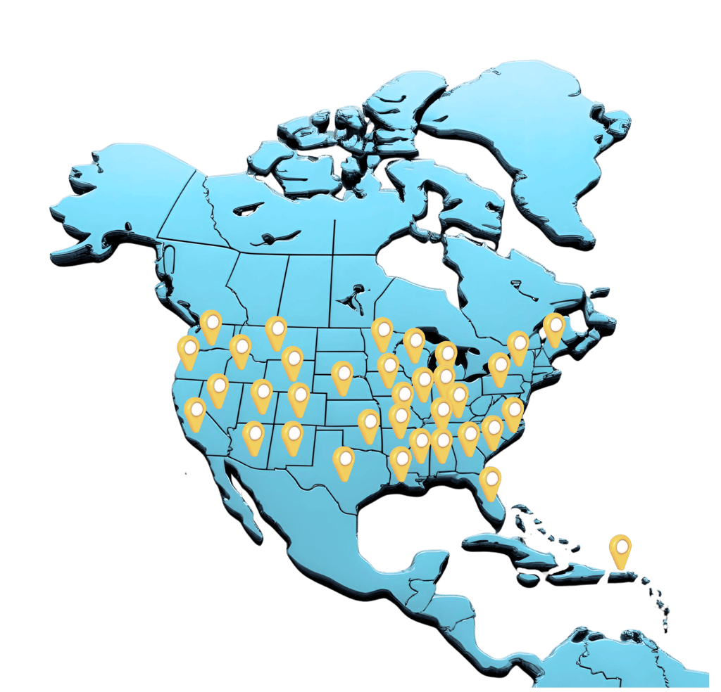 USA map showing states where CDCG has obtained funding for our clients & the communities they serve